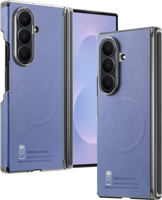 MagSafe Leder Handyhülle für Samsung Galaxy Z Fold 7 6 5 4 mit Scharnierschutz in Blau - Bild 1