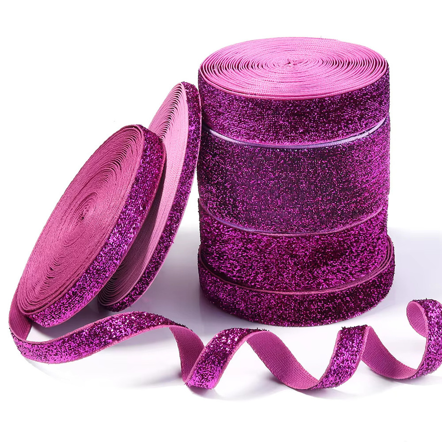 Glitzer Samtband in Lila und Rot für DIY Dekorationen zu Weihnachten, Hochzeit und Partys - Bild 3