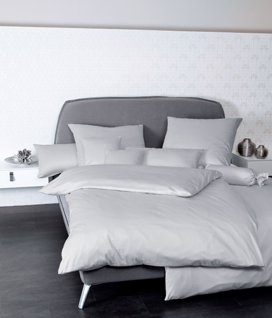 Janine Baumwoll Bettwäsche Colors Grey Mako-Satin mit Reißverschluss B/H: 155 x 220 cm