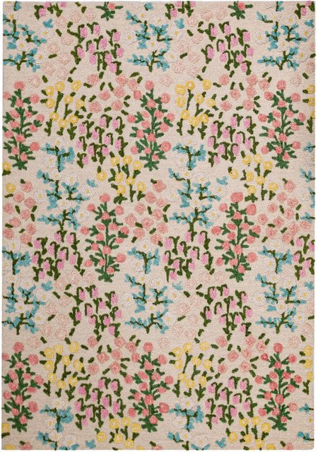 Flair Rugs Wollteppich Emilia Floral Handgeknüpft mit High-Low-Effekt, Farbe: Elfenbein/Beige/Multicolor, B/T: 120 x 170 cm - Bild 1