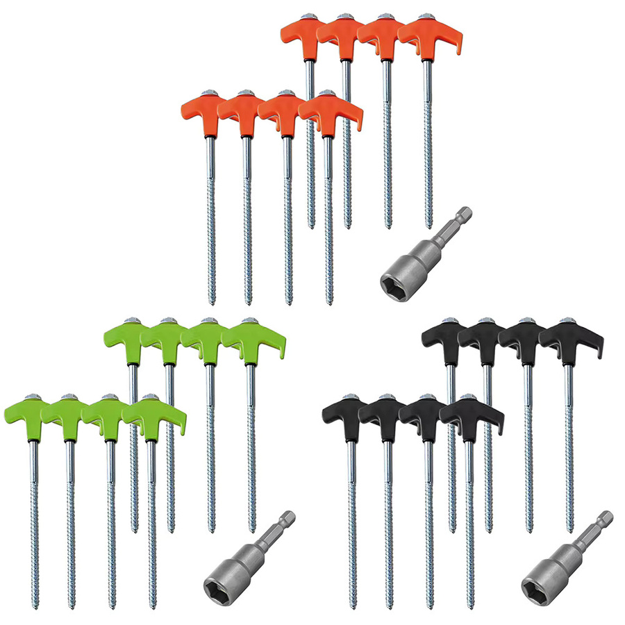 VKTECH M8 Leuchtende Spiralheringe aus Kohlenstoffstahl in Grün für Outdoor-Camping auf hartem Boden, 8/16 Stück - Bild 4