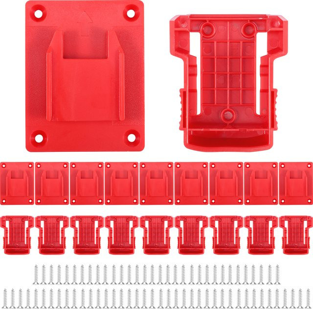 20 Stück Milwaukee M18 18V Akku-Halterungen in Rot zur Wandmontage als Batterie-Dockingstation und Spleißhalterung - Bild 1