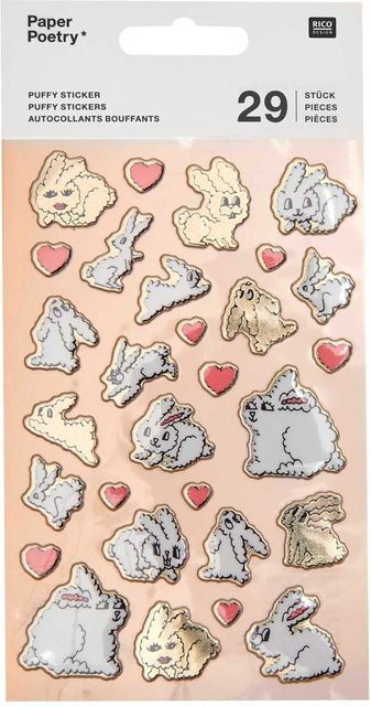 Rico Design Paper Poetry Puffy Sticker Futschikato Hasen in Multicolor - Bild 1