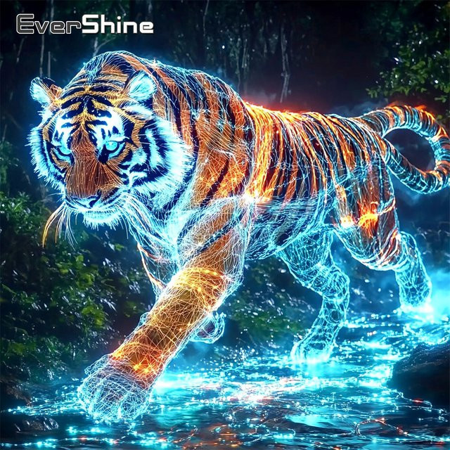EverShine Diamantmalerei Tiger Mosaik mit Rundbohrern in Mehrfarbig, B/H: 20 x 20 cm - Bild 1