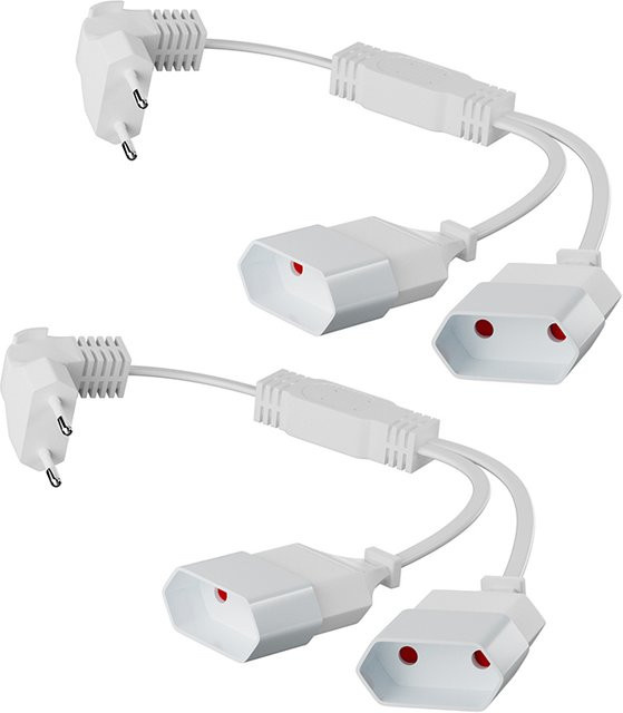 EU-Netzkabel-Verlängerungskabel Typ C mit Euro-Stecker auf doppelte Typ-C-Euro-Buchse, 28 cm, 0,75 mm2, max. 250 V/8 A - Bild 1