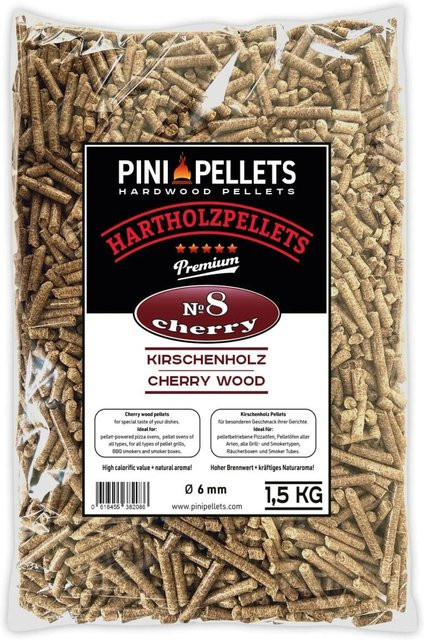 PINI Grillpellets Kirsche Nr. 8 BBQ Hartholzpellets zum Grillen und Räuchern, 1,5 kg - Bild 1