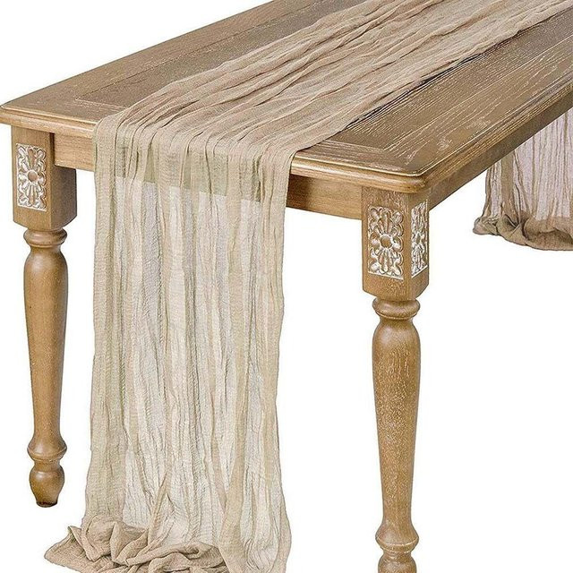 Halbtransparenter Gaze-Tischläufer von Yiran Furniture in Beige, B: 180 cm, T: 90 cm - Bild 1