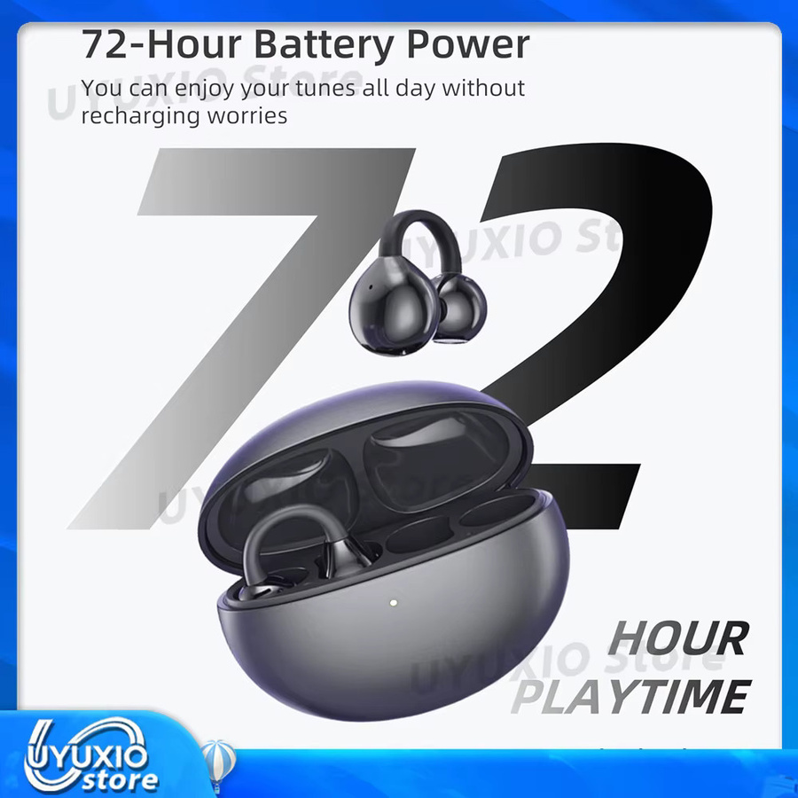 UYUXIO BT 5.4 Clip-On Kabellose Open-Ear-Ohrhörer OWS Earbuds in Schwarz mit 50 Stunden Akkulaufzeit - Bild 3