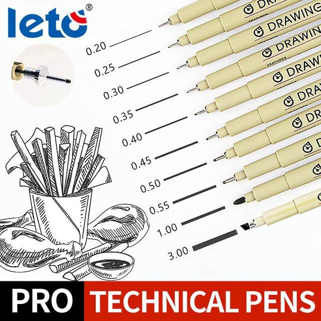 Leto Manga Outlining Pen Pigment Liner mit Soft Brush Spitze, wasserfest und schnelltrocknend, beige - Bild 1