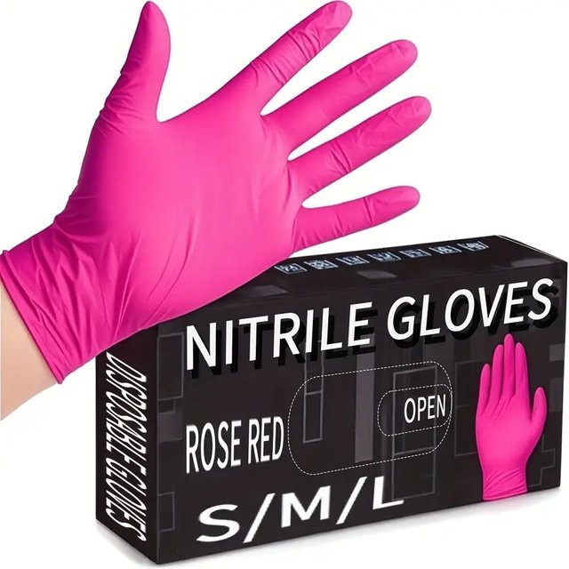 INMAICH Einweg Nitril Handschuhe Puderfrei in Rosa und Rot für Haushalt, Schönheitssalon und Tattoo-Arbeiten - Bild 1