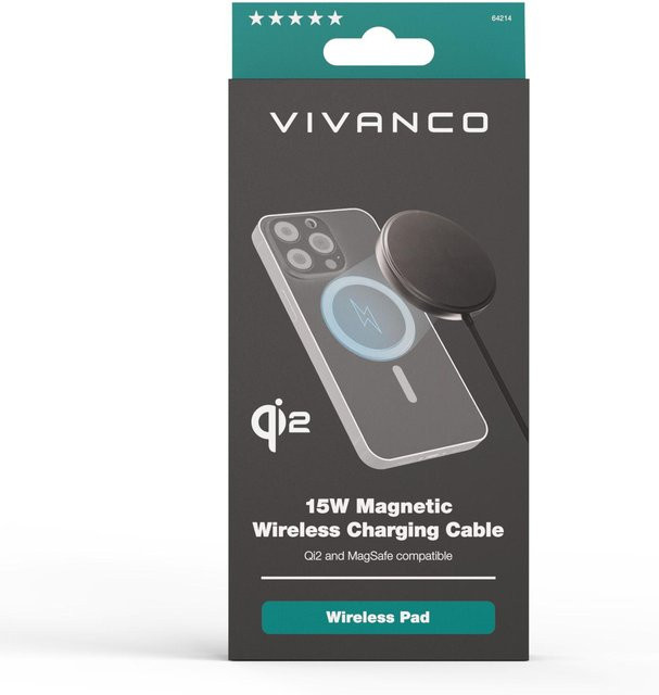 Vivanco Qi2 Magnetic Wireless Charging Cable 15.0W Schwarz - Bild 1