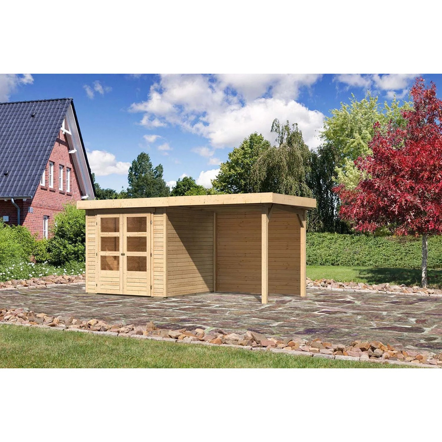 Karibu Holz-Gartenhaus Boras mit Flachdach in Natur, unbehandelt, B/T/H: 213 x 211 x 209 cm - Bild 2
