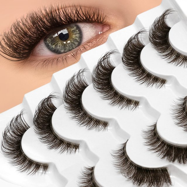 VELTRINAY Falsche Wimpern, Braun, Natürlich, Unisex - Bild 1