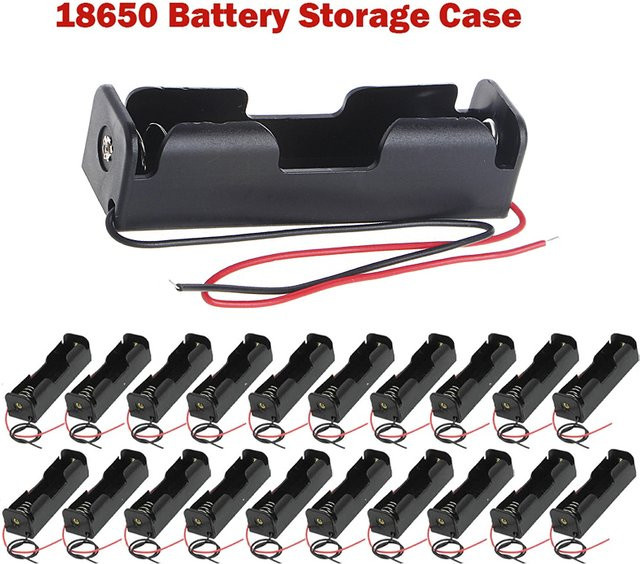 10 Stück VORTNGLE 18650 Powerbank-Gehäuse mit 1 Steckplatz, DIY-Batteriebehälter mit Kabelanschluss, Farbe: Schwarz - Bild 1