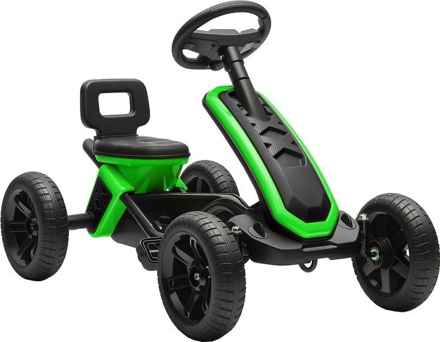 Aosom Tretkart, Go-Kart, mit rutschfesten EVA-Rädern, Metall, Grün, ab 2 Jahre - Bild 1