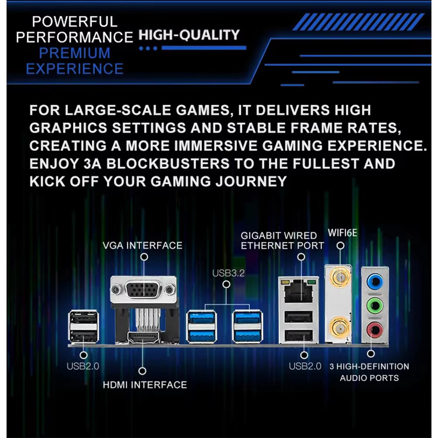 JGINGYUE B550M PLUS Micro-ATX Motherboard für AMD AM4 Prozessoren, DDR4 Dual Channel, M.2 NVMe und WiFi 6E, Schwarz - Bild 3