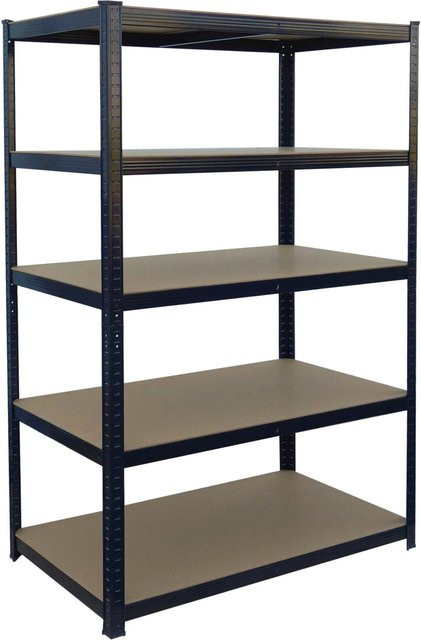 Relaxdays Schwerlastregal mit 5 höhenverstellbaren Böden aus Stahl und MDF in Schwarz und Braun, B/T/H: 100 x 40 x 200 cm - Bild 1
