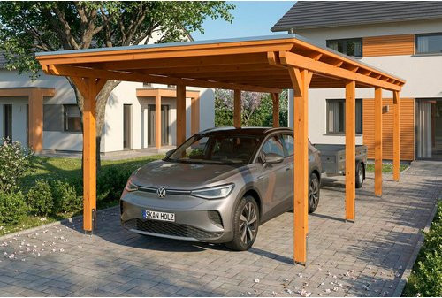 SKANHOLZ Carport Emsland aus Fichte mit EPDM-Dach in Eiche Hell und Braun, B: 846 cm, T: 340 cm - Bild 1
