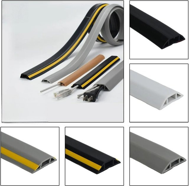 Schutz Kabelabdeckung für Bodenkabel aus Silikon in Schwarz, Länge: 100 cm, Breite: 4 cm - Bild 1