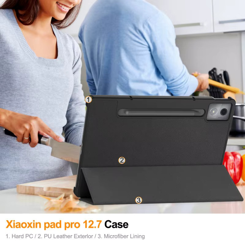 Smart Case für Lenovo Xiaoxin Pad Pro 12,7 Zoll 2026 mit klappbarem Flip-Ständer und Auto-Sleep-Funktion in Schwarz oder Blau - Bild 5