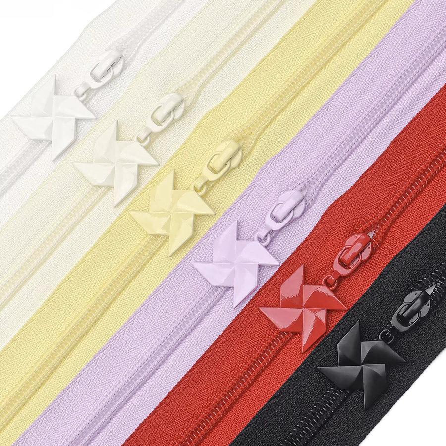 Changsons Set aus Nylon-Reißverschluss und Pinwheel-Reißverschlussgriffen, Mehrfarbig, 5 Yards Reißverschluss und 10 Griffe - Bild 2