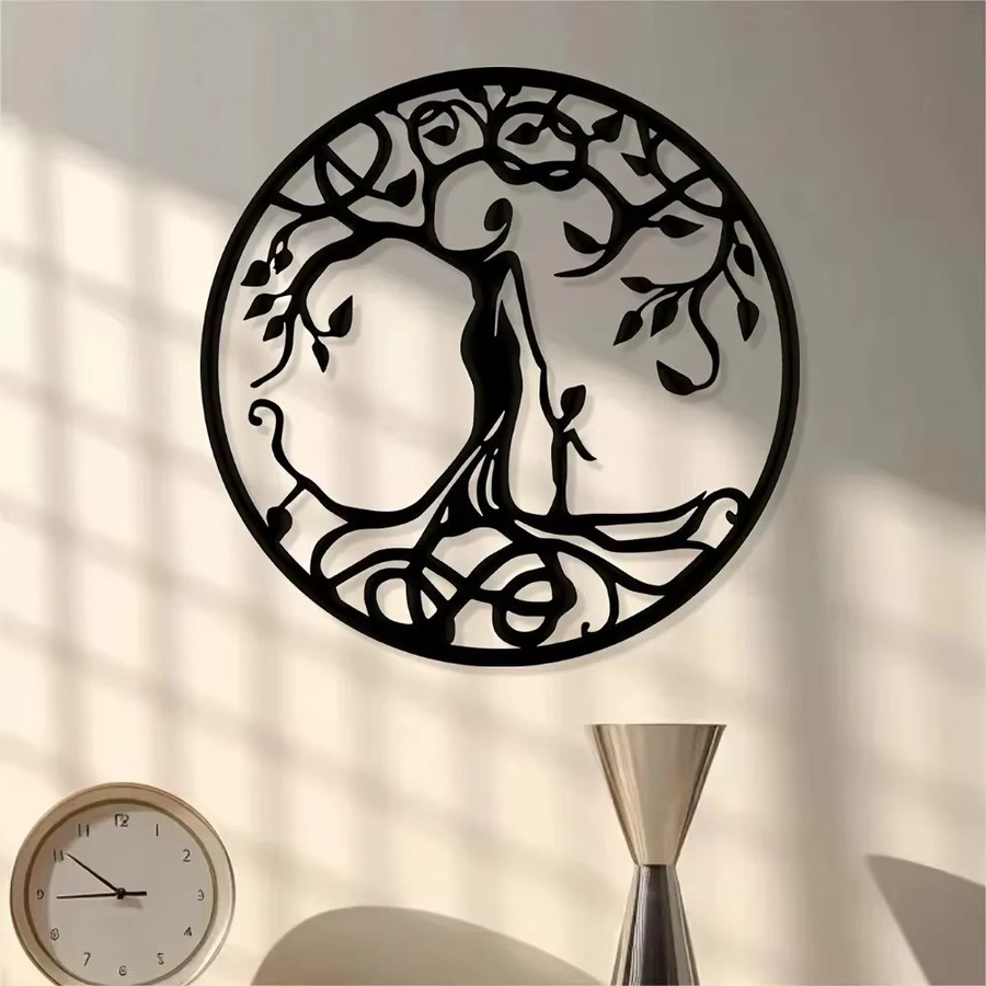 CIFBUY Metall-Wandkunst Lebensbaum in Schwarz aus Eisen für Yoga und Meditation, Durchmesser: 30 cm - Bild 4
