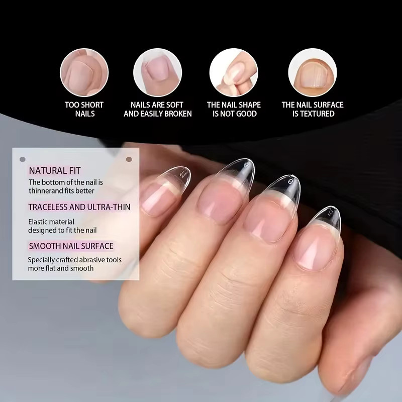 XXS Super Short Almond Full Cover Sculpted Soft Gel Nail Tips, 240 Stück, Glänzend - Bild 2