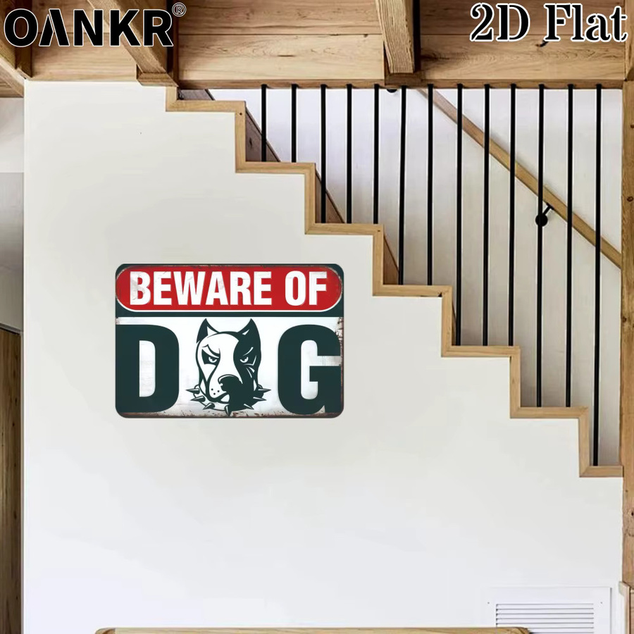 OANKR Metallschild Vorsicht vor dem Hund Vintage Warnschild für Garten und Zaun B: 20,0 cm, H: 30,0 cm - Bild 2