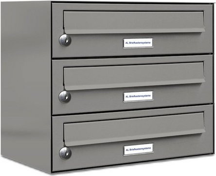 AL Briefkasten-System für 3 Parteien, Aufputzmontage, Grau, B/H/T: 153,566 x 34,5 x 27,5 cm - Bild 1