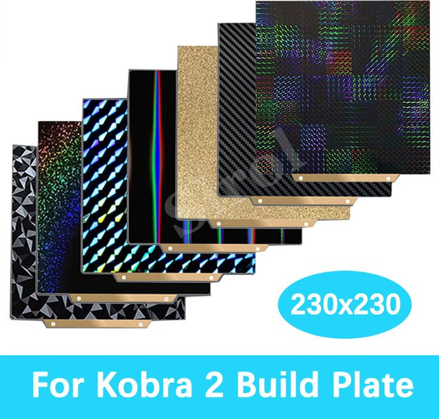 Anycubic PEO PETG PEI Bauplatte für Kobra 2, Kobra 2 Pro und Kobra 2 Neo, doppelseitige strukturierte und glatte beheizte Heizplatte, B/T: 230 x 230 mm - Bild 1
