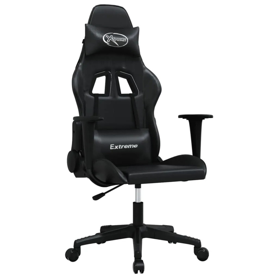 vidaXL Gaming-Stuhl Modell 9 in Schwarz aus Kunstleder mit Kopfstütze und Armlehnen - Bild 2
