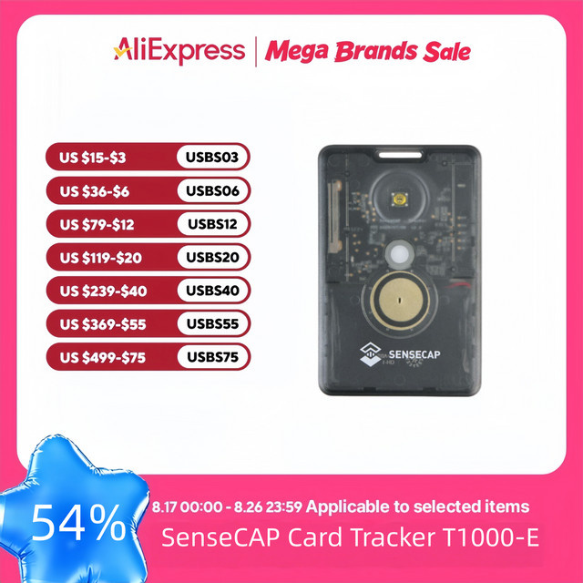 Sensecap T1000 E Meshtastic Tracker LoRa MeshCore mit GPS und Bewegungssensor, 868MHz, IP65, Schwarz - Bild 1