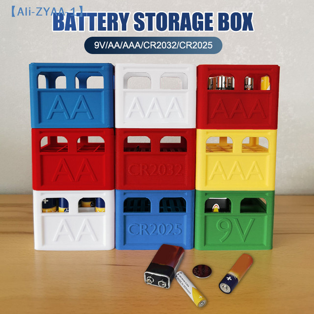 JETTING Batterie-Aufbewahrungsbox für AAA, AA, 9V, CR2032 und CR2025, stapelbarer Batterie-Organizer aus Kunststoff, Mehrfarbig - Bild 1