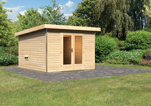 Saunahaus MAINBURG Set A in naturbelassener Ausführung mit Vorraum und 2 Liegen, B/T/H: 309 x 309 x 309 cm, inklusive Sauna mit Liegen 200 x 170 cm - Bild 1