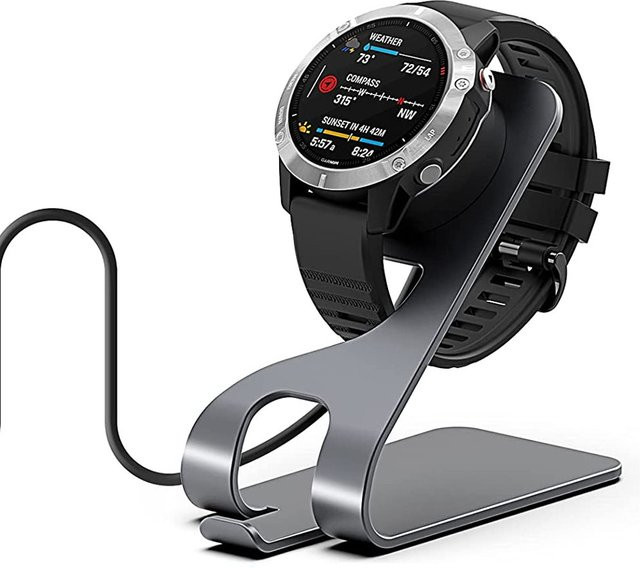 Hujerl Metall Ladestation für Garmin Fenix, Instinct, Approach und Forerunner Uhren in Grau - Bild 1