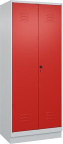 C+P Putzmittel-Spind Classic PLUS mit Sockel und 2 Abteilen in Grau-Rot, H x B x T: 195 x 80 x 50 cm, Sicherheits-Drehriegel 7035/3020 - Bild 1