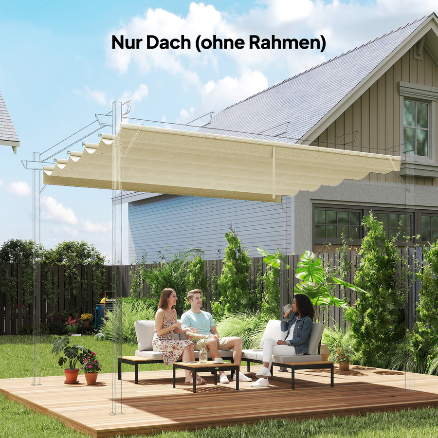 Outsunny Ersatzdach für Pergola mit Wellenstruktur und Regenabflusslöchern, Cremeweiß, B/T: 250 x 255 cm - Bild 2