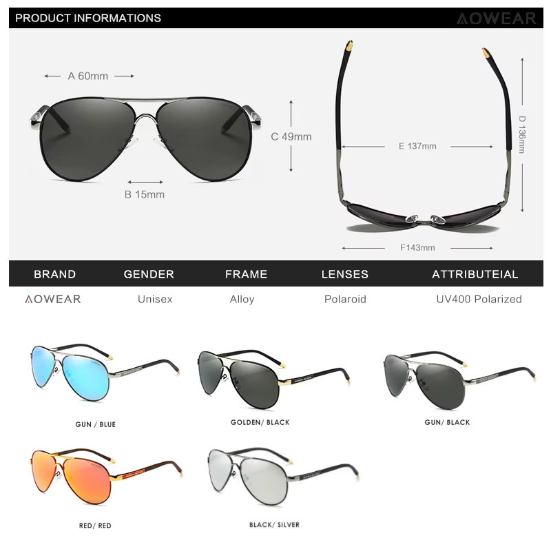 AOWEAR Sonnenbrille Aviator, polarisiert, Herren, Vollrand - Bild 3