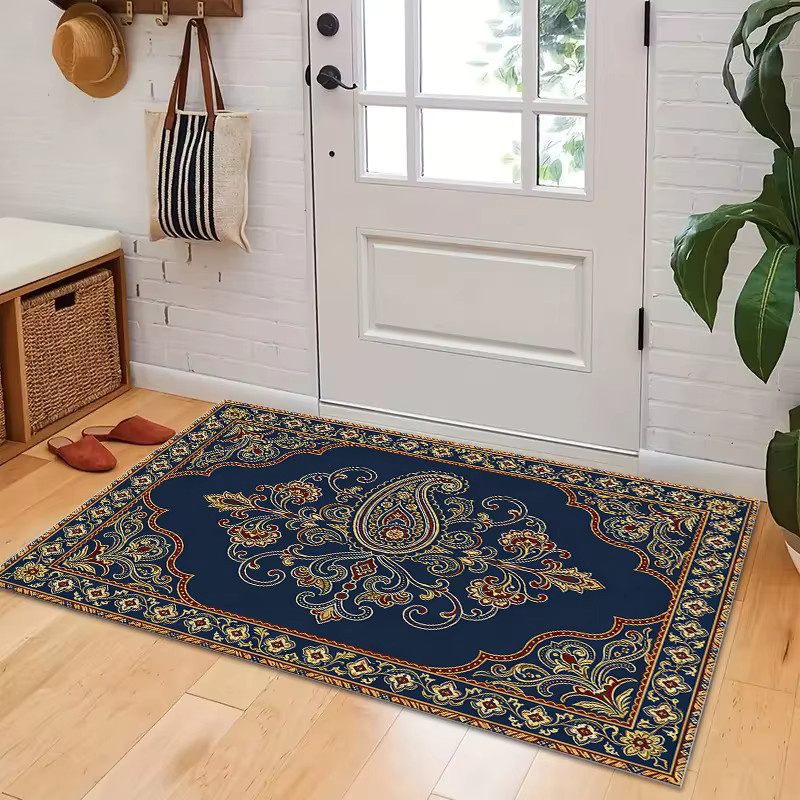 VIKAMA Orient Teppich mit Paisley-Design in Blau, rutschfest und pflegeleicht für dein Wohnzimmer - Bild 2