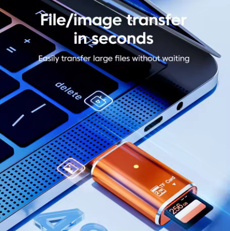 USB-C Mini-Kartenleser Adapter für Micro SD und TF Speicherkarten in Schwarz - Bild 3