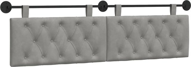 vidaXL Wandmontiertes Polsterpaneel aus Samt in Hellgrau, B/H/T: 170 x 55 x 7 cm - Bild 1