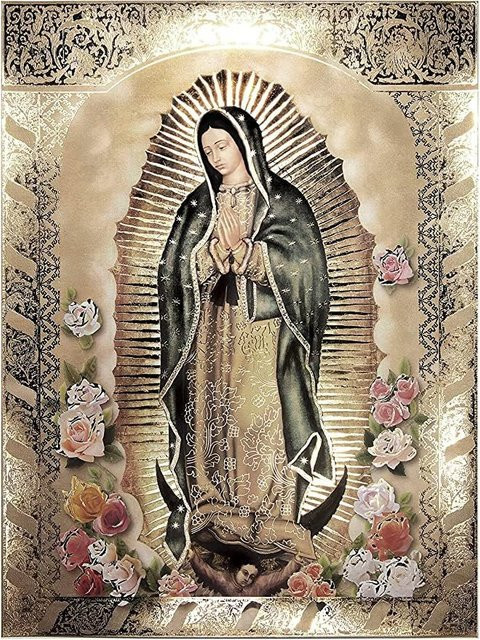 SaNavie Vintage-Blechschild Unsere Liebe Frau von Guadalupe Metallplakette mit Blumenmotiv in Mehrfarbig, B: 20,0 cm, H: 14,0 cm, T: 1,0 cm - Bild 1