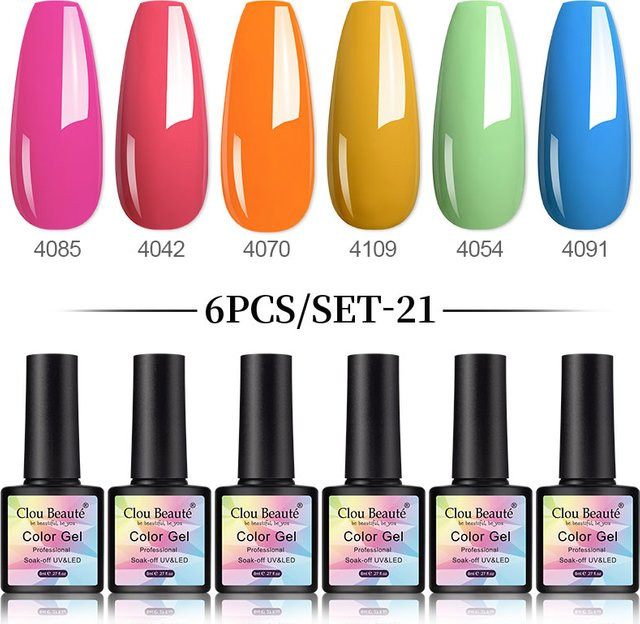 Clou Beaute 6-teiliges Farbgel-Nagellack-Set, Glänzend, UV-Gel - Bild 1