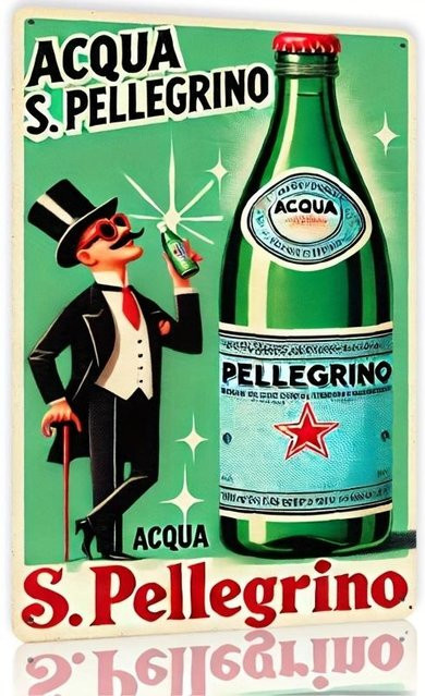 KEREN ART Metallschild Acqua S Pelligrino Retro Wandkunst, B/H: 40 x 30 cm, Mehrfarbig - Bild 1