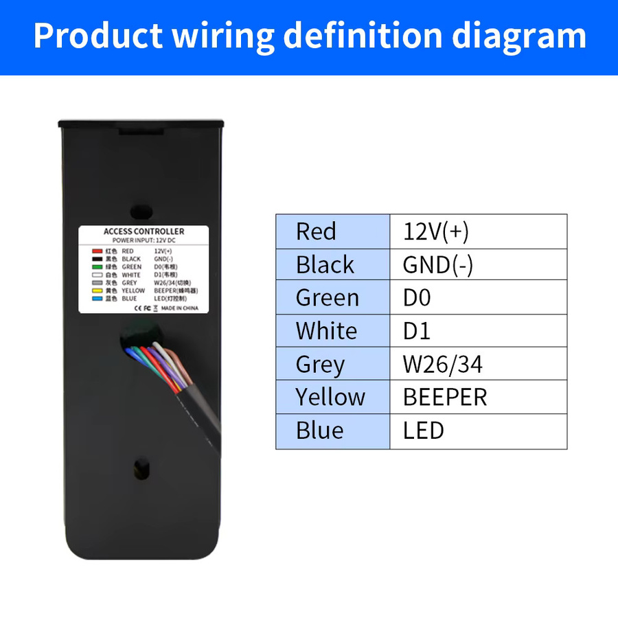 Asia-Teco AN90R RFID Proximity-Kartenleser für Zugangskontrolle, IP67 Wasserdicht, Wiegand 26/34 Ausgang, 125Khz + 13.56Khz, Schwarz - Bild 2