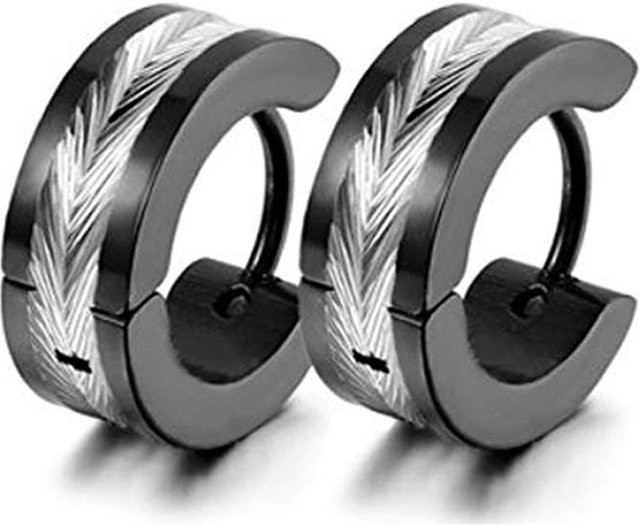Creolen Edelstahl, Schwarz & Silber, Unisex - Bild 1