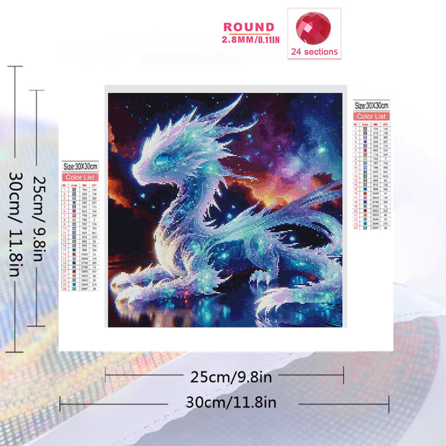 Evershine Diamant-Gemälde Drache DIY Mosaik-Kunstset mit quadratischen Strasssteinen B/H: 20 x 20 cm - Bild 2