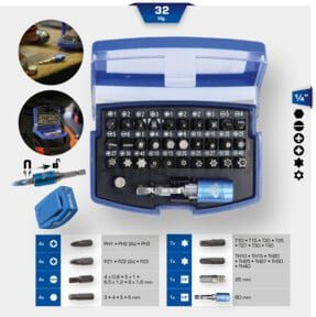 Brilliant Tools Bit-Satz für Schraubendreher, 32-teilig, Silber/Transparent/Blau - Bild 1