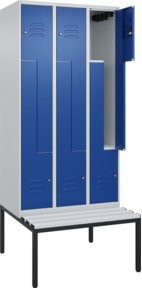 C+P Z-Spind Classic PLUS Sitzbank mit 6 Fächern und Zylinderschloss, Kunststoff-Sitzfläche, B/T/H: 212,0 x 90,0 x 81,5 cm - Bild 1