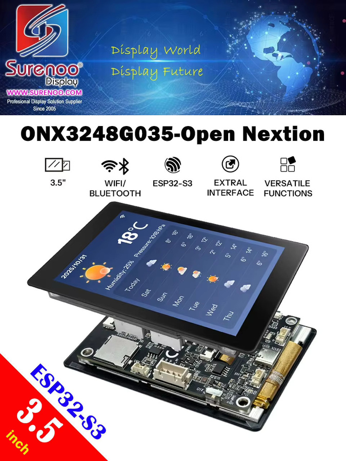 Nextion Open Genius Serie ESP32-S3 LCD-Modul-Bildschirmpanel mit Touchscreen in Schwarz, 3,5 Zoll - Bild 5